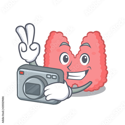 Photographer thyroid mascot cartoon style photo