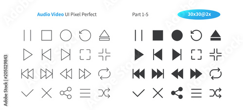 Audio Video UI Pixel Perfect Well-crafted Vector Thin Line And Solid Icons 30 2x Grid for Web Graphics and Apps. Simple Minimal Pictogram Part 1-5