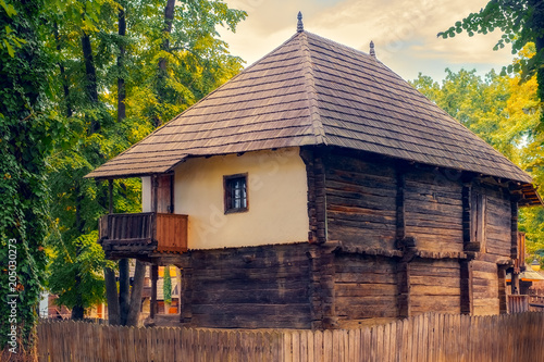 Traditional Romanian wooden folk house