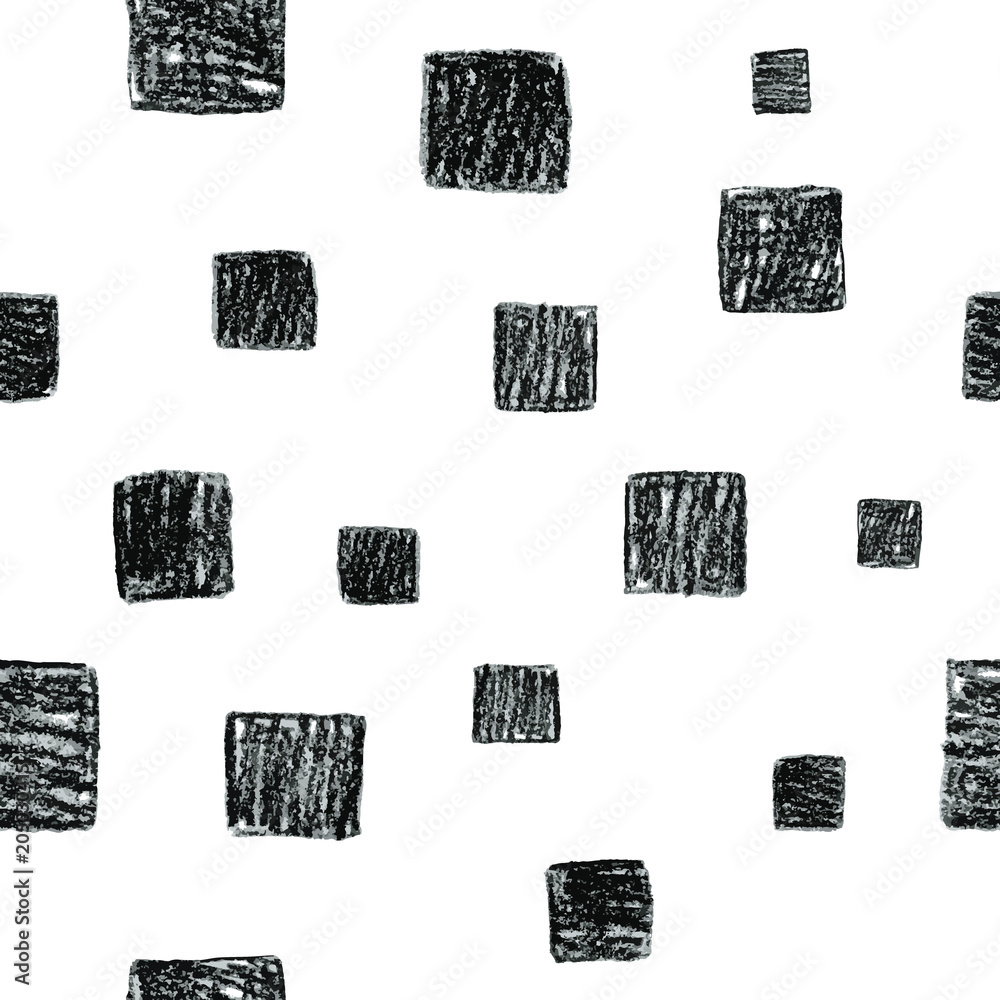 Abstract seamless scandinavian pattern with black polka dot square Abstract seamless scandinavian pattern with black polka dot square