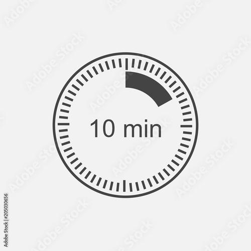 A clock icon indicating the time span of 10 minutes. The time span is ten minutes on the clock