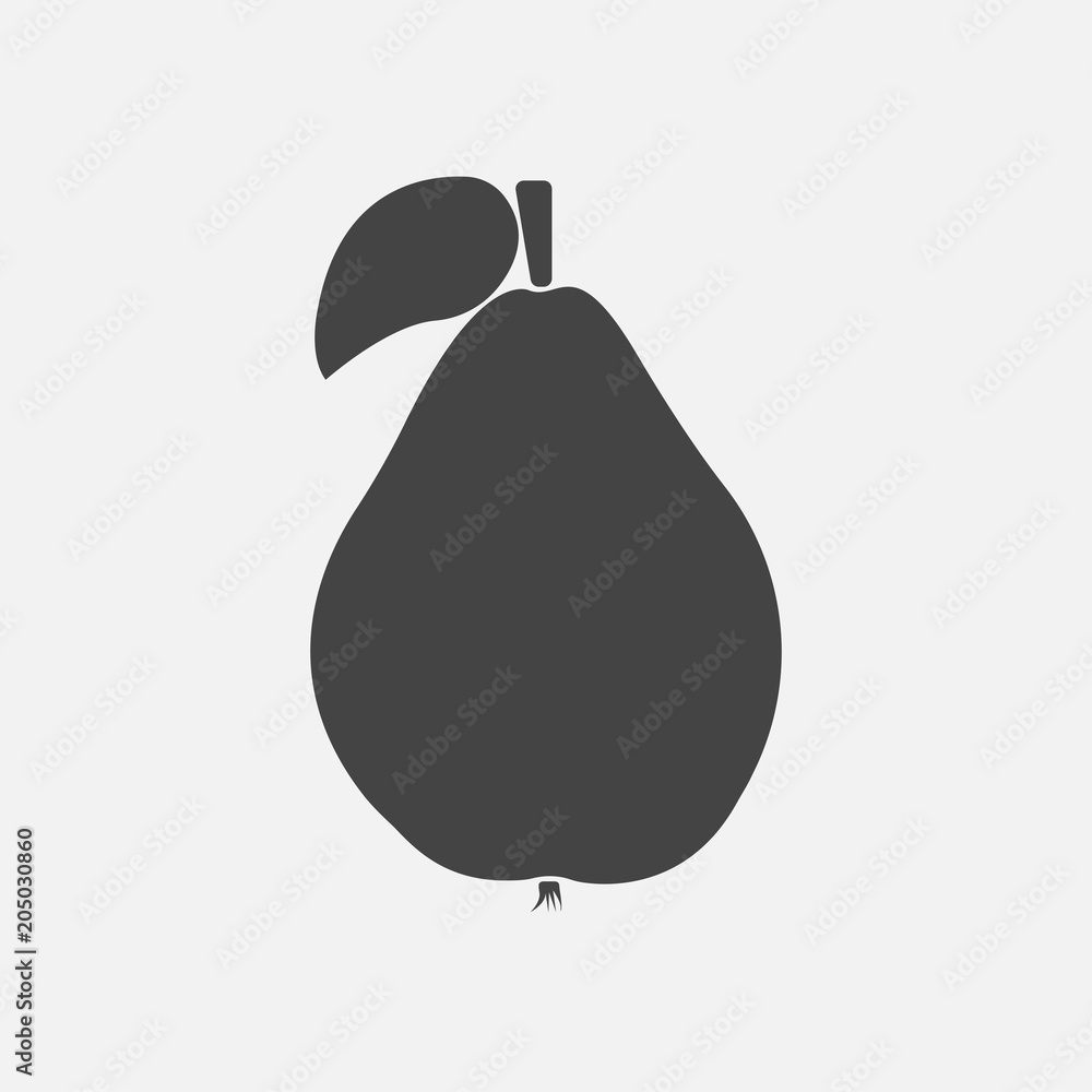 Pear vector icon. Vector fruit pear icon Pear vector icon. Vector fruit pear icon
