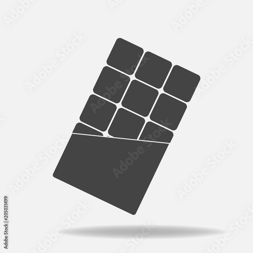 Tile of chocolate flat vector icon. Chocolate in a torn wrapper