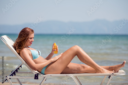 Beautiful woman on the tropical beach