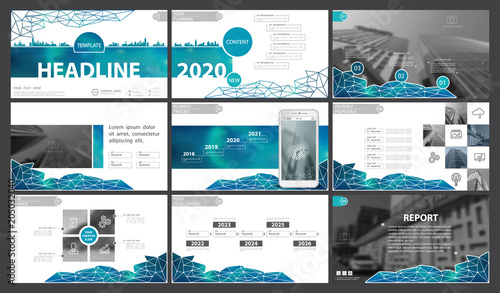 Multicolored, green, presentation templates on a white background. 2020.A set of infographic subjects.Presentation, leaflet and flyer,corporate report,marketing, phone,advertising,annual report,vector