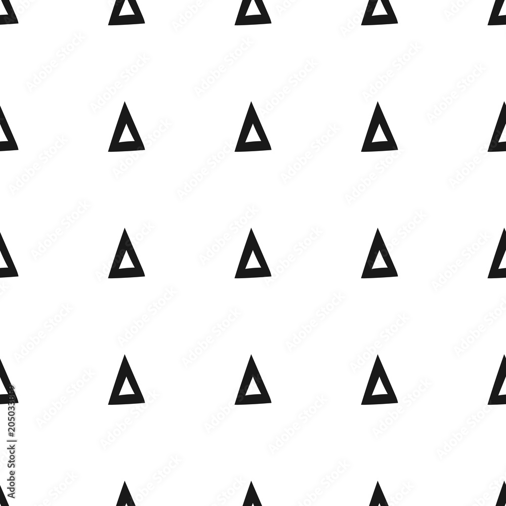 Triangles. Black and white seamless pattern. Geometric, abstract background for covers, textile. Doodle shapes. Triangles. Black and white seamless pattern. Geometric, abstract background for covers, textile. Doodle shapes.
