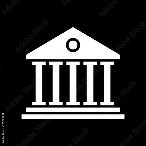 Bank building icon on dark background