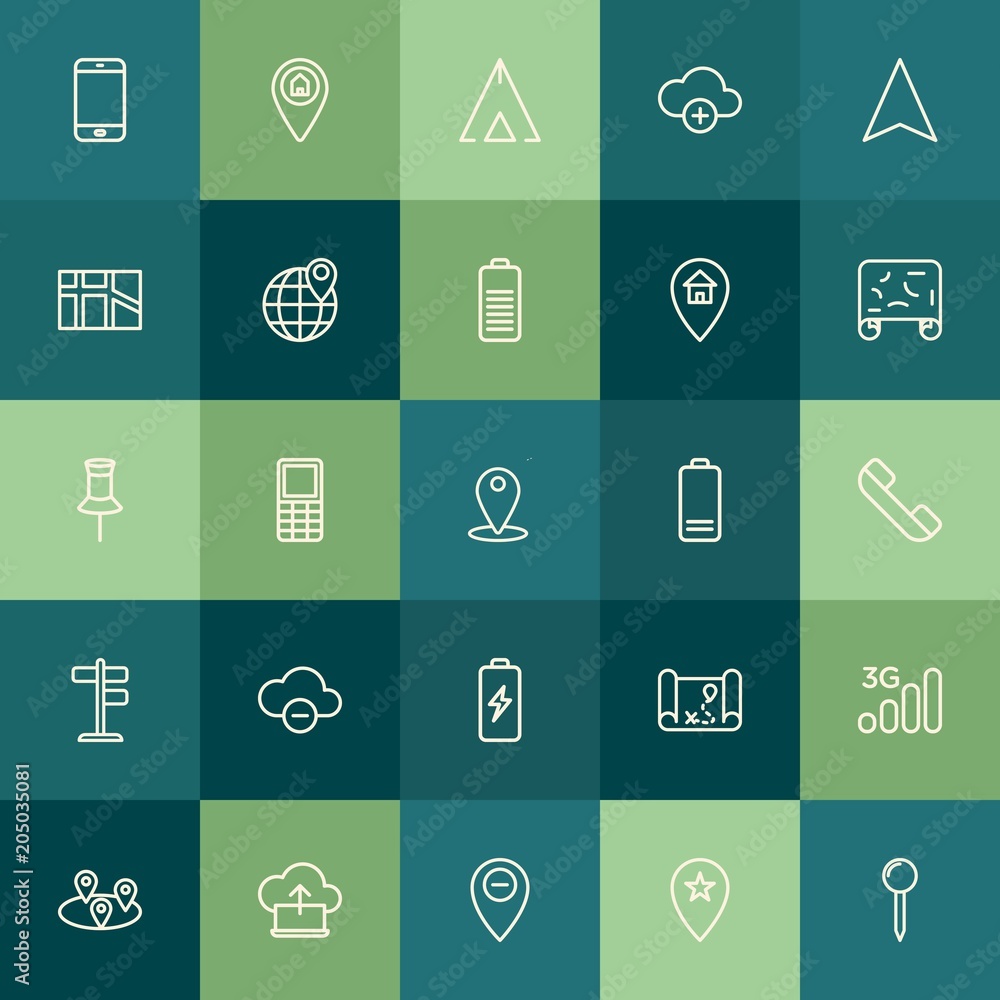 Modern Simple Set of location, cloud and networking, mobile Vector outline Icons. Contains such Icons as adventure, energy, information and more on green background. Fully Editable. Pixel Perfect. Modern Simple Set of location, cloud and networking, mobile Vector outline Icons. Contains such Icons as adventure, energy, information and more on green background. Fully Editable. Pixel Perfect.