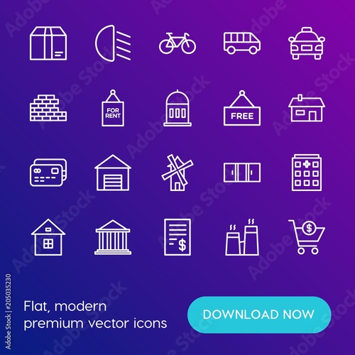 Modern Simple Set of transports  shopping  buildings Vector outline Icons. Contains such Icons as public   bright   medical   car  light and more on gradient background. Fully Editable. Pixel Perfect.