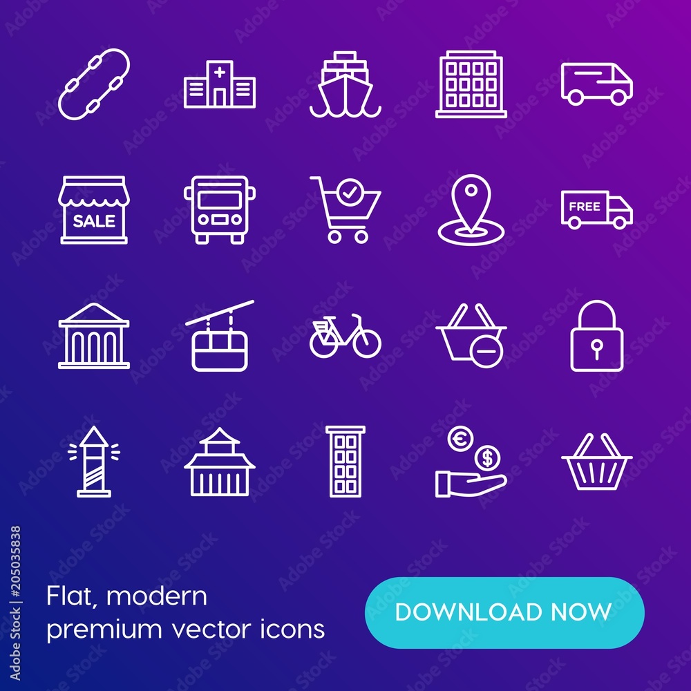 Modern Simple Set of transports, shopping, buildings Vector outline Icons. Contains such Icons as freight, handle, doctor, apartment and more on gradient background. Fully Editable. Pixel Perfect. Modern Simple Set of transports, shopping, buildings Vector outline Icons. Contains such Icons as freight, handle, doctor, apartment and more on gradient background. Fully Editable. Pixel Perfect.