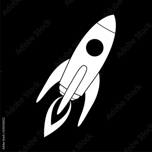 Start Up Symbol Space Rocket Ship Sky, Space Shuttle icon  on dark background
