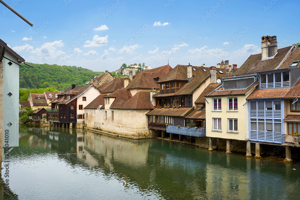 Ornans Cityscape Aside Loue River - Franche Comté - France