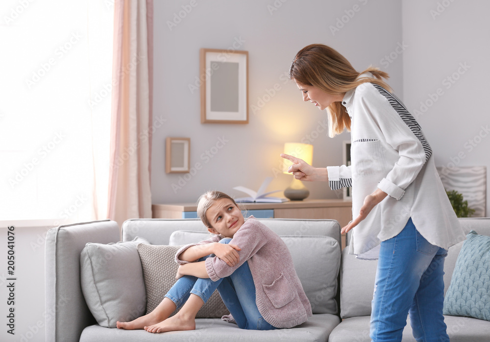 Mother arguing with daughter at home Mother arguing with daughter at home