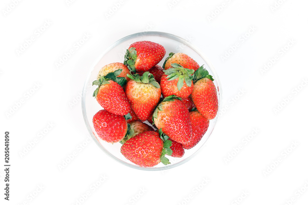 Red Ripe Strawberry in glass bowl Red Ripe Strawberry in glass bowl