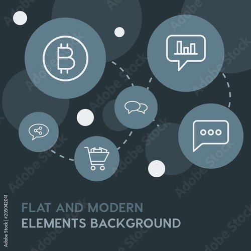 chat and messenger, shopping outline vector icons and elements background with circle bubbles networks.Multipurpose use on websites, presentations, brochures and more