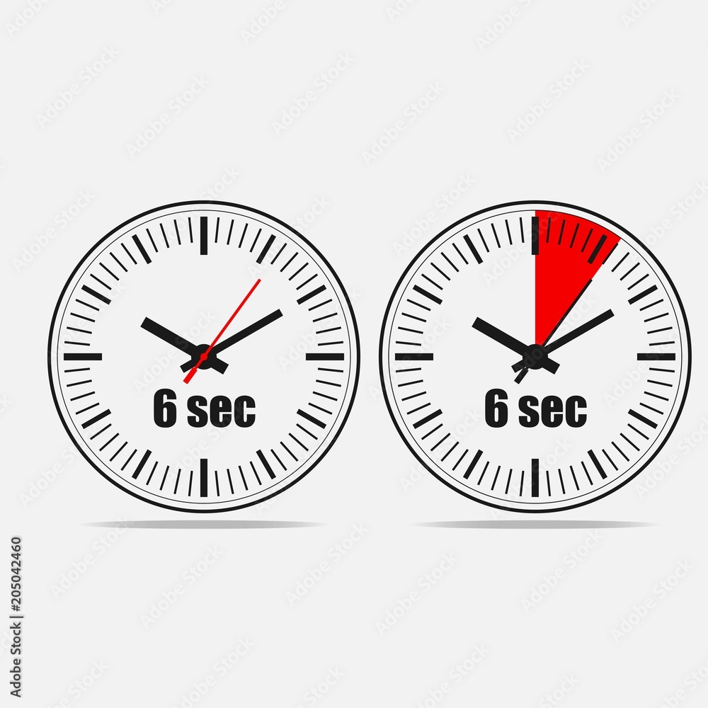 Six Seconds Clock on grey background. Two options. Six Seconds Clock on grey background. Two options.