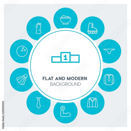 clothes, sports, beauty and cosmetics Infographic Circle outline Icons Set. Contains such Icons as  business,  website,  elements,  background,  pattern,  award and more. Fully Editable. Pixel Perfect