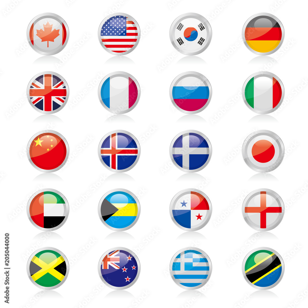 National flag badge set National flag badge set