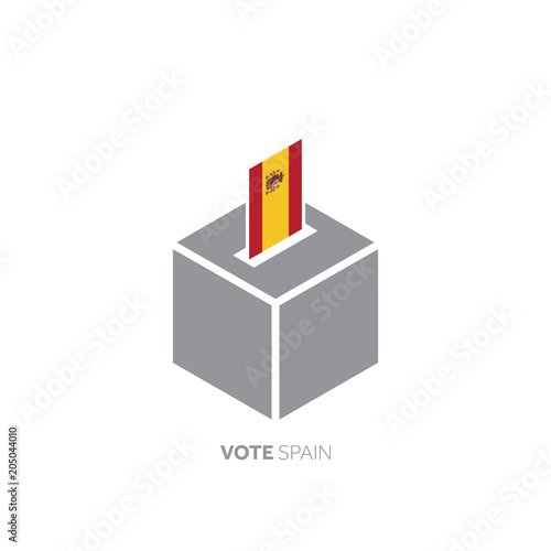 Spain voting concept. National flag and ballot box.