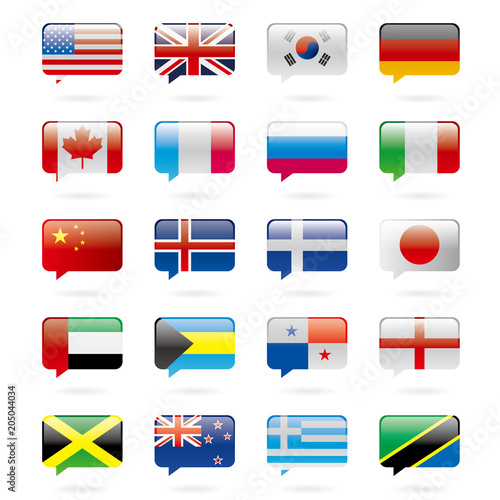 National flag badge design, speech bubble set.