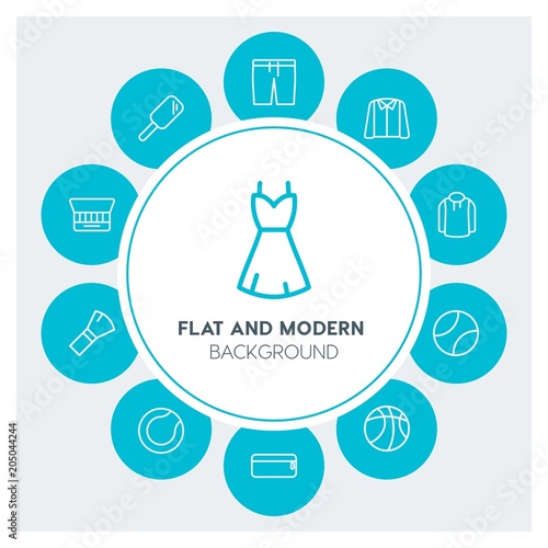 clothes, sports, beauty and cosmetics Infographic Circle outline Icons Set. Contains such Icons as  business,  website,  elements,  background,  pattern,  game and more. Fully Editable. Pixel Perfect
