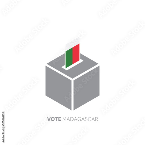 Madagascar voting concept. National flag and ballot box.