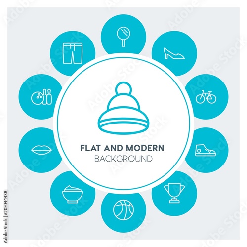 clothes, sports, beauty and cosmetics Infographic Circle outline Icons Set. Contains such Icons as  business,  website,  elements,  background,  pattern, mirror and more. Fully Editable. Pixel Perfect