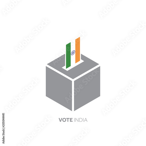 India voting concept. National flag and ballot box.