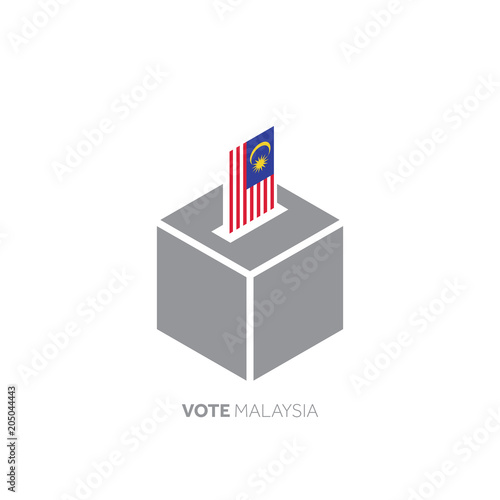 Malaysia voting concept. National flag and ballot box.