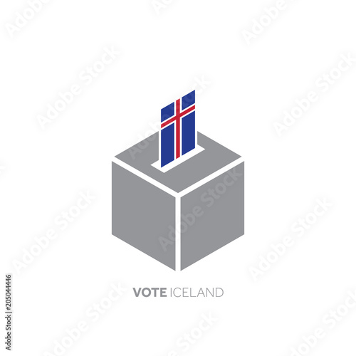 Iceland voting concept. National flag and ballot box.