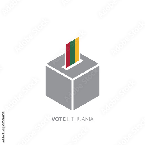 Lithuania voting concept. National flag and ballot box.