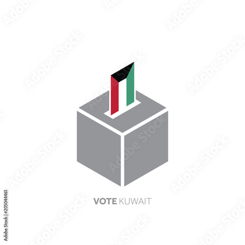 Kuwait voting concept. National flag and ballot box.