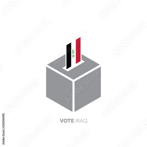 Iraq voting concept. National flag and ballot box.