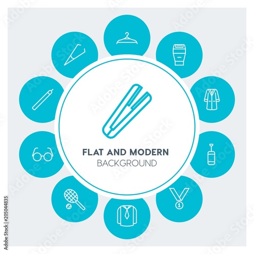 clothes, sports, beauty and cosmetics Infographic Circle outline Icons Set. Contains such Icons as  business,  website,  elements,  background,  pattern,  ring and more. Fully Editable. Pixel Perfect