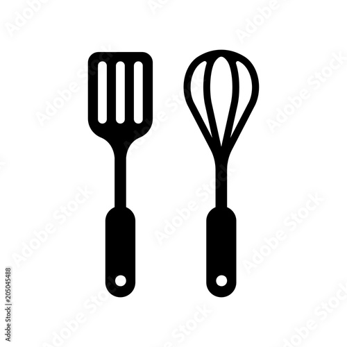 kitchen utensils icon (spatula & whisk)