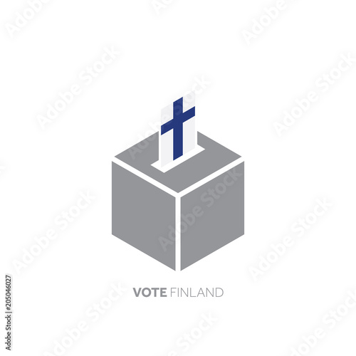 Finland voting concept. National flag and ballot box.