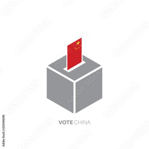 China voting concept. National flag and ballot box.