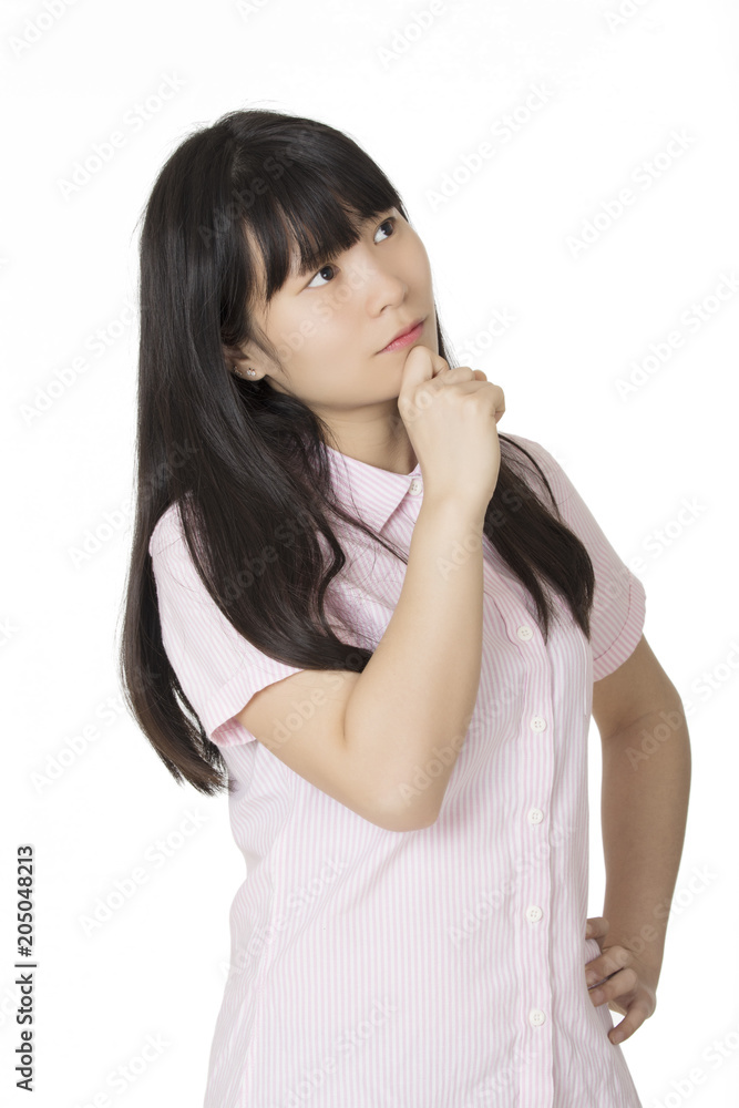 Portrait of a Chinese American woman isolated on white background Portrait of a Chinese American woman isolated on white background