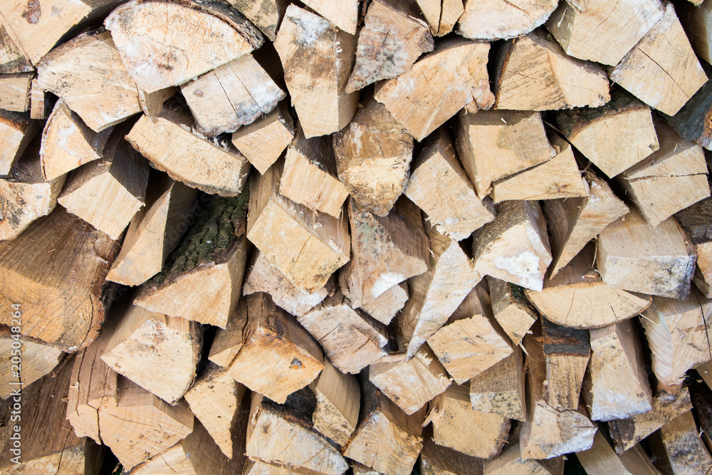 Texture of the firewood. Stacked woodpile. Texture of the firewood. Stacked woodpile.