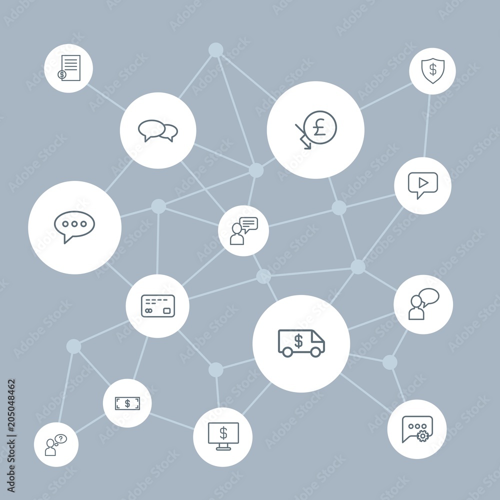 Abstract background with polygonal connected lines and money, chat and messenger outline icons. Can be use for websites, mobile apps, presentations and other design works Abstract background with polygonal connected lines and money, chat and messenger outline icons. Can be use for websites, mobile apps, presentations and other design works