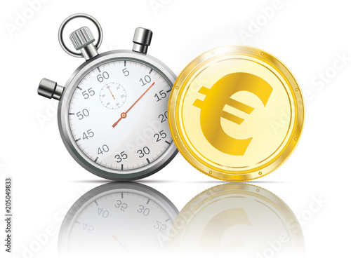 Golden Euro Coin Stopwatch Mirror