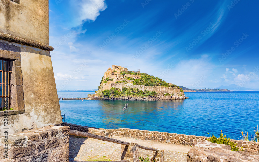 Aragonese Castle is most visited landmark near Ischia island, Italy