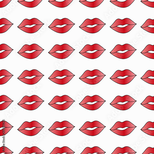 vector seamless pattern with bright juicy red lips