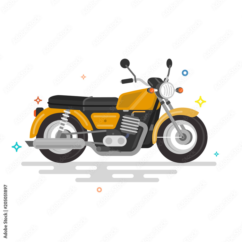 Flat motorcycle design illustration.