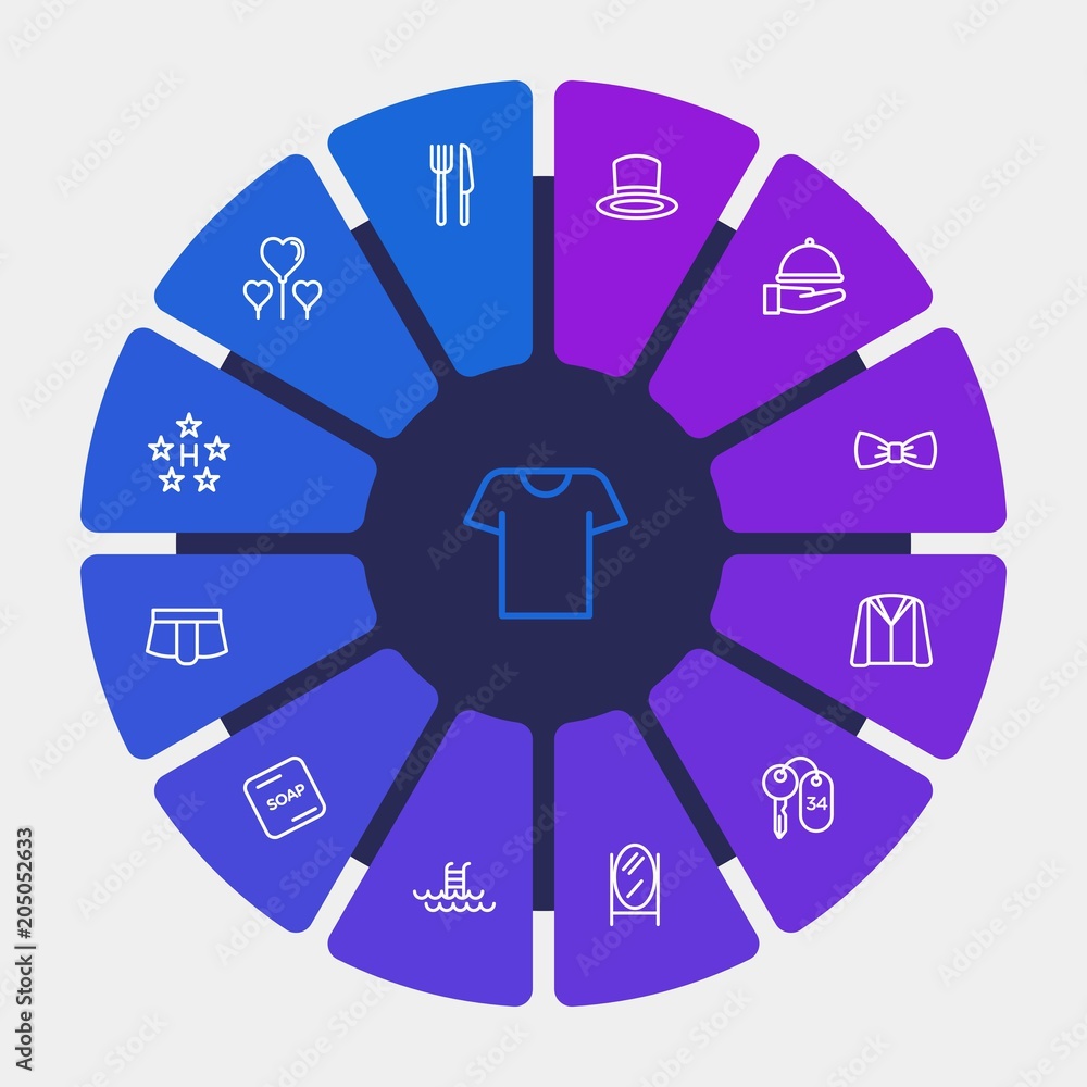 hotel, clothes, valentine Infographic Circle outline Icons Set. Contains such Icons as sign, service, cotton, hotel, underwear, hat, clothing, hotel, fork and more. Fully Editable. Pixel Perfect hotel, clothes, valentine Infographic Circle outline Icons Set. Contains such Icons as sign, service, cotton, hotel, underwear, hat, clothing, hotel, fork and more. Fully Editable. Pixel Perfect