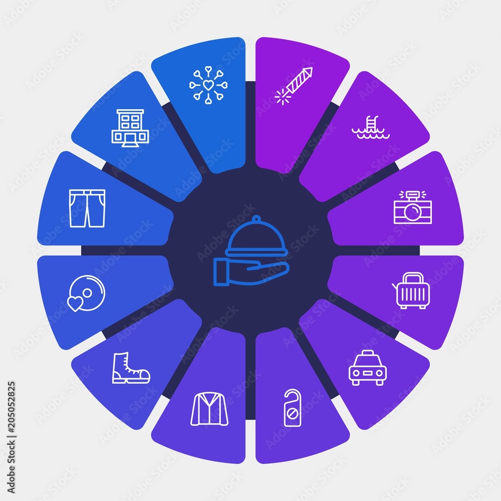 hotel, clothes, valentine Infographic Circle outline Icons Set. Contains such Icons as car, yellow, toaster, fashion, photography, taxi, toast, pocket and more. Fully Editable. Pixel Perfect hotel, clothes, valentine Infographic Circle outline Icons Set. Contains such Icons as car, yellow, toaster, fashion, photography, taxi, toast, pocket and more. Fully Editable. Pixel Perfect
