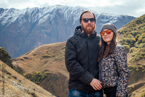 couple in love with the mountains
