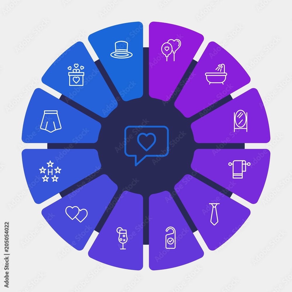 hotel, clothes, valentine Infographic Circle outline Icons Set. Contains such Icons as bath, girl, cotton, towel, box, day, drink, cloth, gift, spa, bar and more. Fully Editable. Pixel Perfect hotel, clothes, valentine Infographic Circle outline Icons Set. Contains such Icons as bath, girl, cotton, towel, box, day, drink, cloth, gift, spa, bar and more. Fully Editable. Pixel Perfect