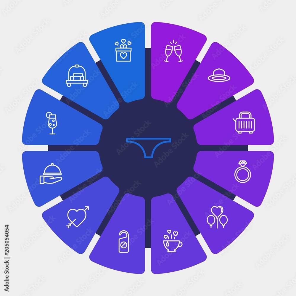 hotel, clothes, valentine Infographic Circle outline Icons Set. Contains such Icons as bread, champaign, room, breakfast, balloon, hat, transport, day and more. Fully Editable. Pixel Perfect hotel, clothes, valentine Infographic Circle outline Icons Set. Contains such Icons as bread, champaign, room, breakfast, balloon, hat, transport, day and more. Fully Editable. Pixel Perfect