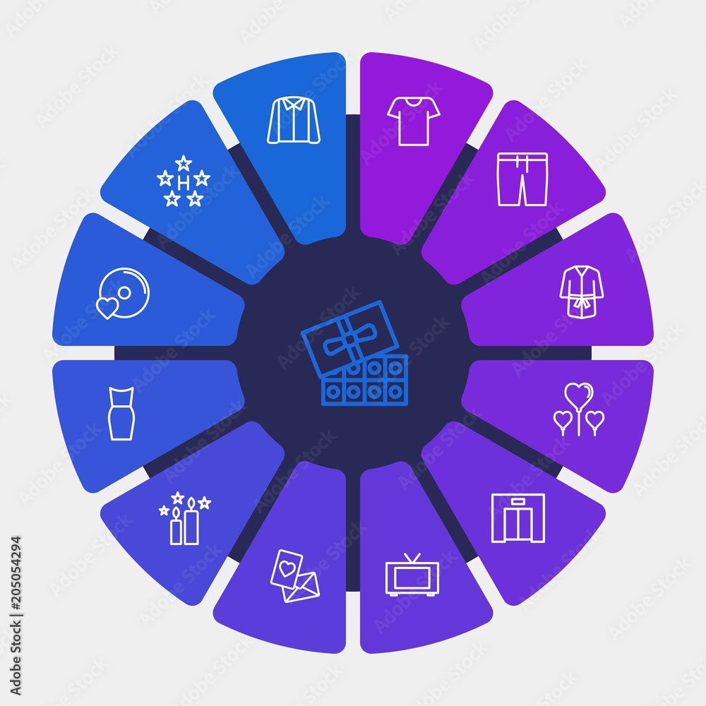 hotel, clothes, valentine Infographic Circle outline Icons Set. Contains such Icons as holiday, bathrobe, television, technology, female, young, shirt, tv and more. Fully Editable. Pixel Perfect hotel, clothes, valentine Infographic Circle outline Icons Set. Contains such Icons as holiday, bathrobe, television, technology, female, young, shirt, tv and more. Fully Editable. Pixel Perfect